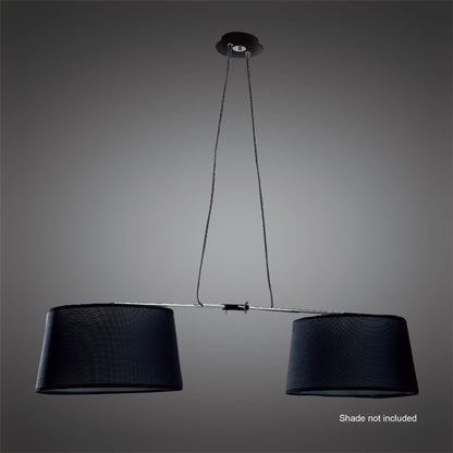 Mantra M5307 Habana Linear Pendant 2 Light with Adjustable Body WITHOUT SHADE E27 Black/Polished Chrome