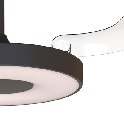 Coin Fan M 49cm 40W LED Dimmable Ceiling With Built-In 30W DC Fan, 3000-5000K Remote, APP, Alexa & Google Voice Control, 6400lm, Black