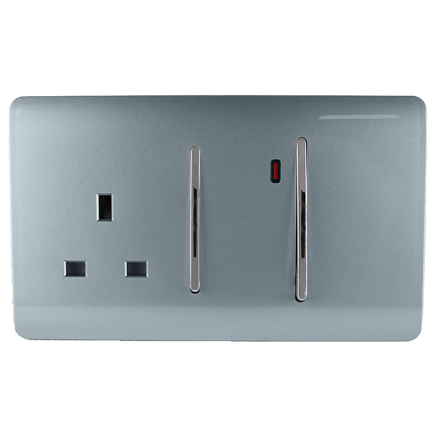 Trendi Artistic Modern Glossy 45 A Cooker Switch & Plug Socket Inc Neon Insert Cool Grey