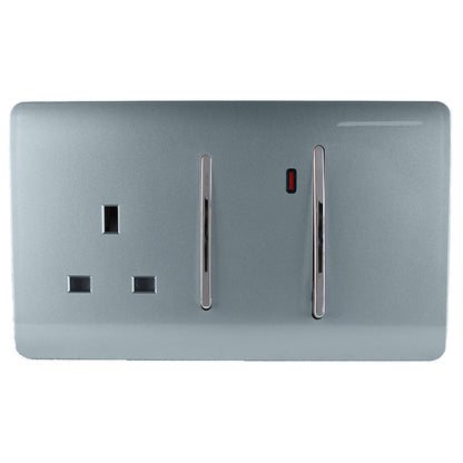 Trendi Artistic Modern Glossy 45 A Cooker Switch & Plug Socket Inc Neon Insert Cool Grey