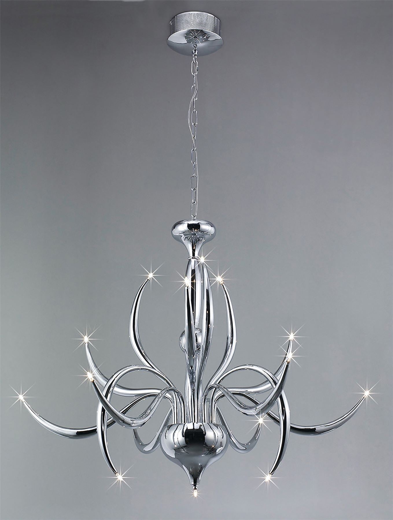 Diyas Llamas 96cm  15 Light G4 Polished Chrome, NOT LED/CFL Compatible Ceiling Pendant Light Fitting