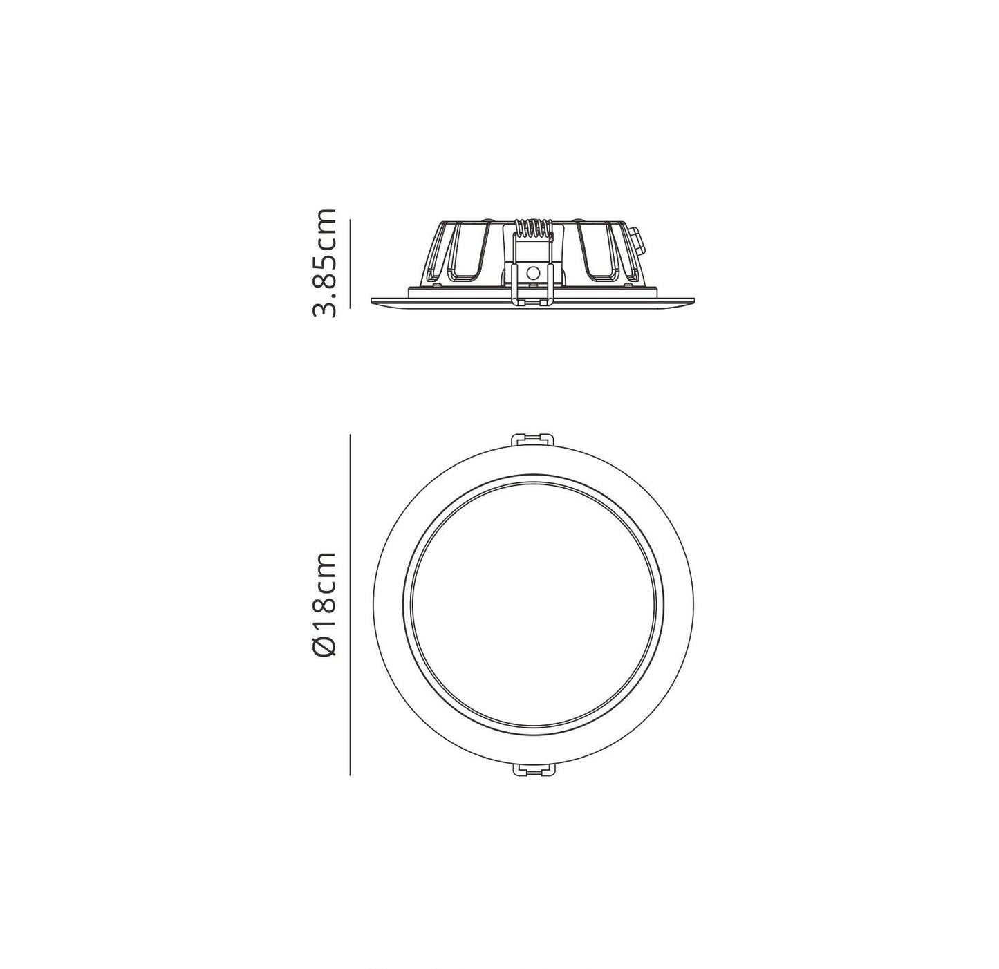 Mantra Fusion Fusion M6392 Graciosa 18cm Round LED Downlight, 15.3W, 3000K, 1100lm, White, Cut Out 150mm, IP44, 3yrs Warranty
