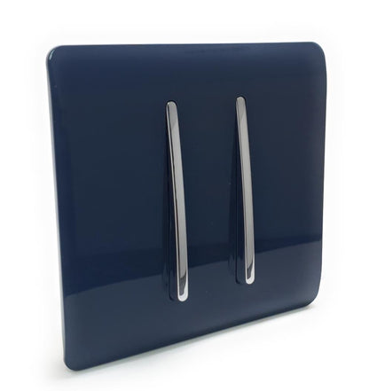 Trendi 2 Gang Artistic Modern Glossy Tactile Home Automation Switch Navy