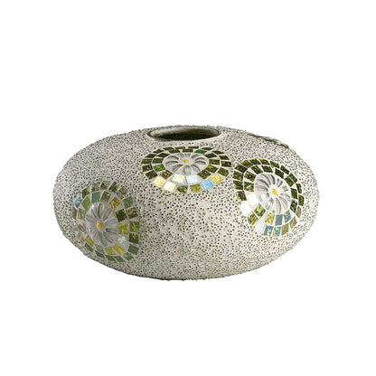 Diyas Home (DH) Floretta Mosaic Vase Round Green/Silver/White Mosaic