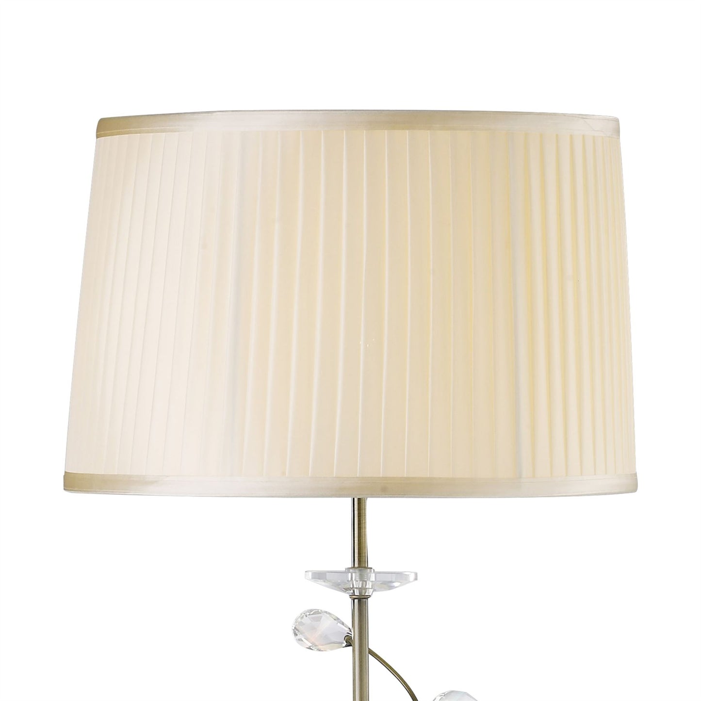 Diyas Willow Floor Lamp with Cream Shade 1 Light E27 Antique Brass/Crystal