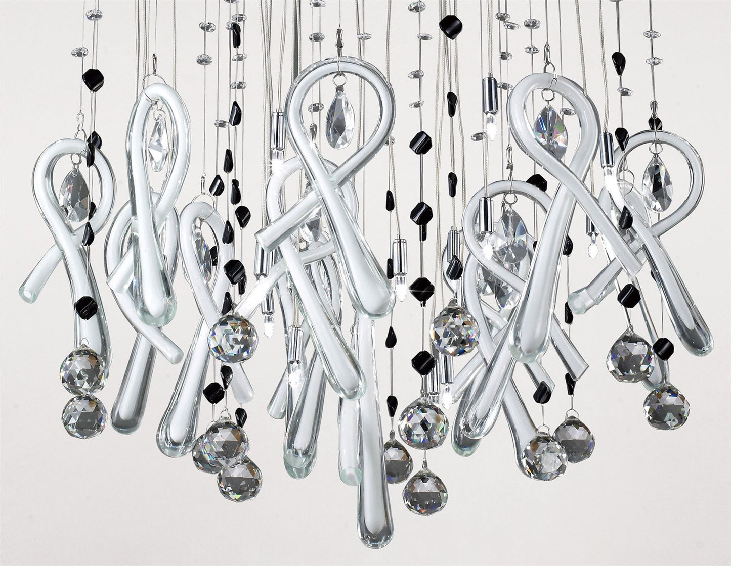 Diyas Class 60cm  Round 20 Light G4 Polished Chrome/White Glass/Crystal, NOT LED/CFL Compatible Ceiling Pendant Light Fitting