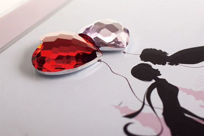 Diyas Home Crystal Wall Art (DH) Emotion Couple Kissing, Black Frame Red, Pink Crystal Framed
