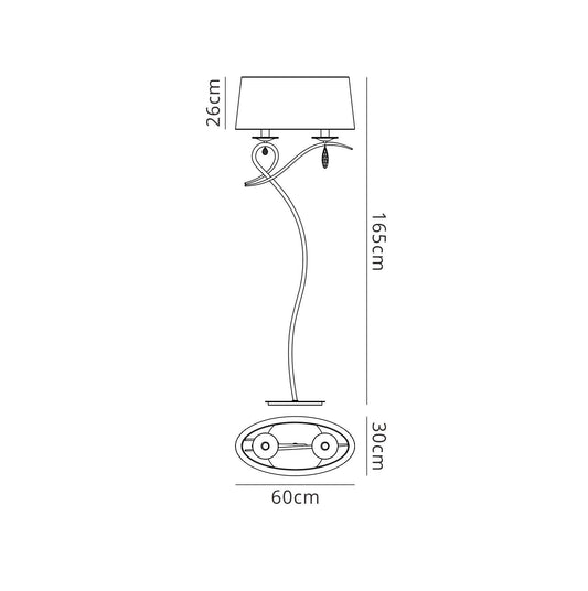 Mantra M5280 Louise Floor Lamp 2 Light E27 with White Shade Polished Chrome/Clear Crystal