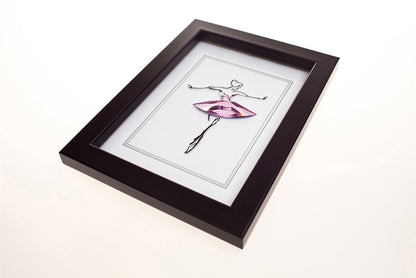 Diyas Home Crystal Wall Art (DH) Play Ballerina, Black Frame, Pink Crystal Framed