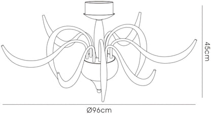 Diyas Llamas 96cm  9 Light G4 White, NOT LED/CFL Compatible Ceiling Light Fitting