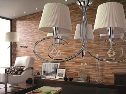 Mantra M1641 Mara Pendant 5 Light E14, Polished Chrome with Ivory White Shades