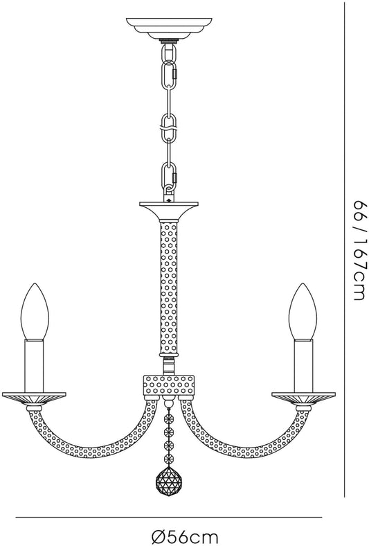 Diyas Elena  5 Light E14 Gold/Crystal Ceiling Pendant Light Fitting