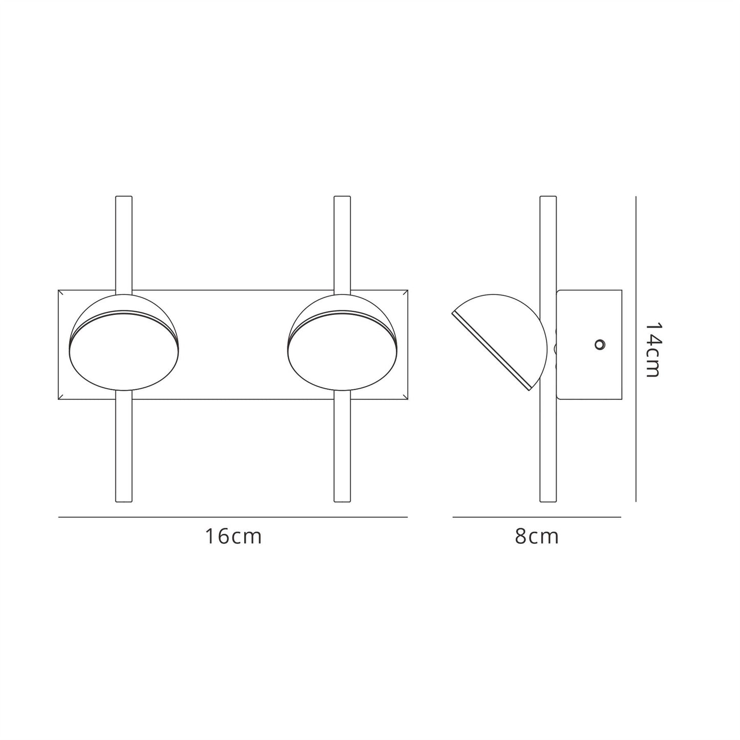 Mantra Adn 2 Light Wall Light, 6W LED, 3000K, 500lm, Black, 3yrs Warranty