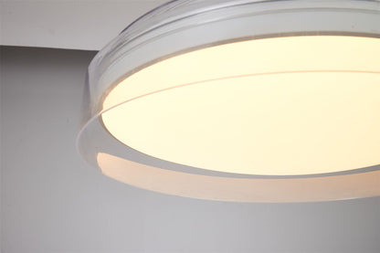 Glass Fan 44cm 36W LED Dimmable Ceiling Light With Built-In 25W DC Fan, 3000-5000K Remote Control, 5710lm, White/Clear, 5yrs Warranty