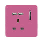Trendi 1 Gang Artistic Modern Glossy 13 Amp 2x2.1mA USB Switched Tactile Pink