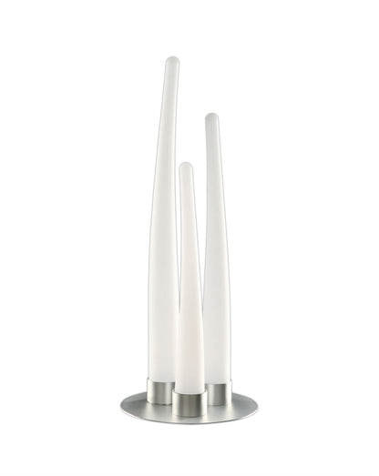 Mantra Estalacta Table Lamp 3 Light GU10 Indoor/Outdoor IP44, Silver/Opal White