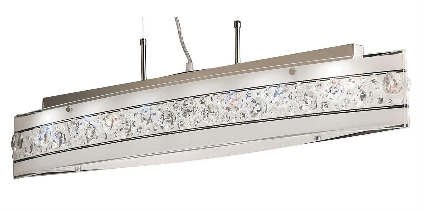 Diyas Cosmic  Linear Bar 5 Light G9 Polished Chrome/Glass/Crystal Ceiling Pendant Light Fitting