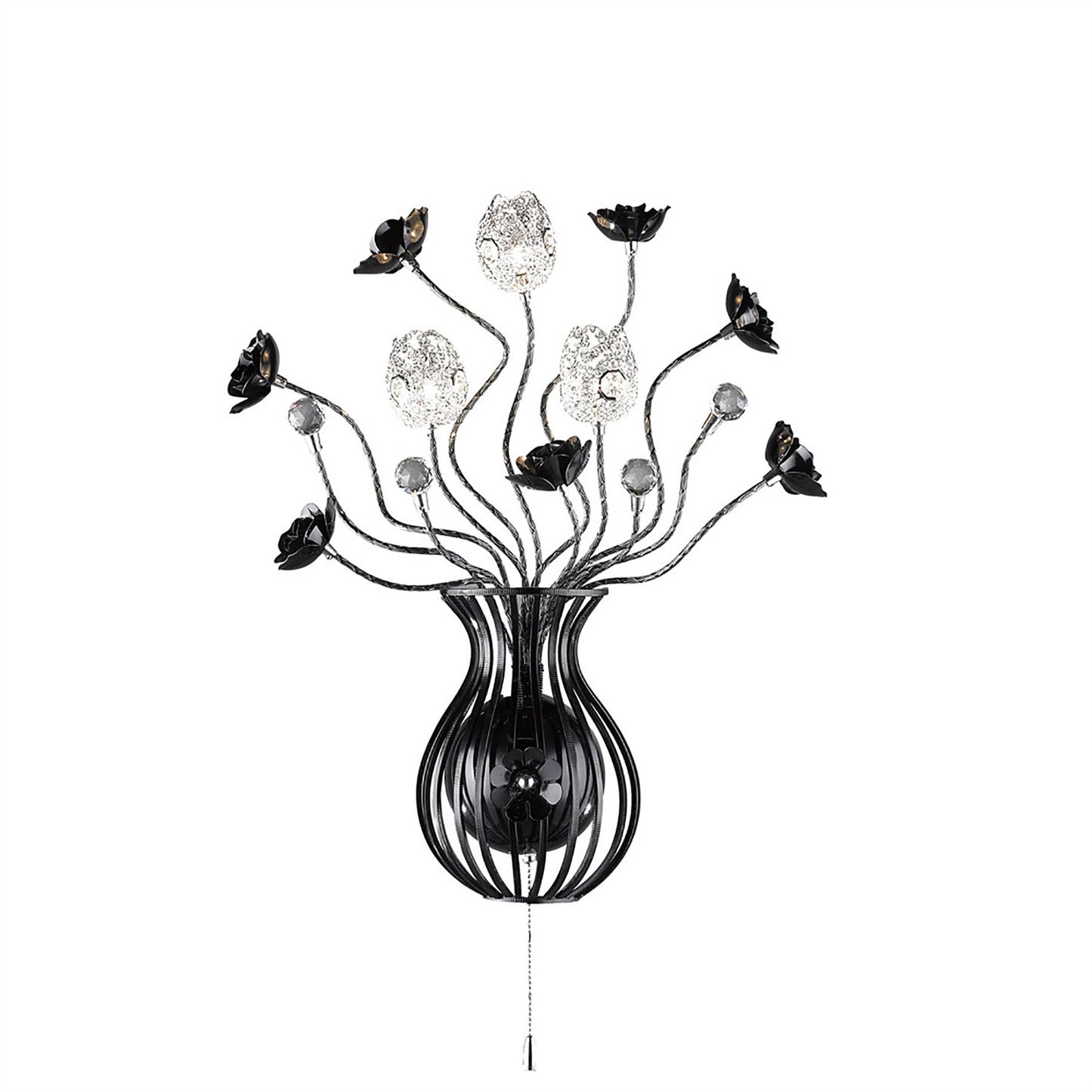 Diyas Home Bonita Aluminium (DH) Bonita Wall Light 3 Light G4 Aluminium/Black/Crystal, NOT LED/CFL Compatible