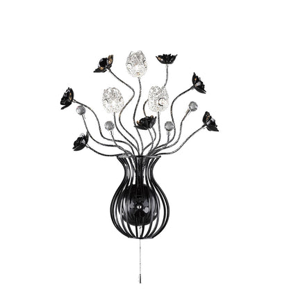 Diyas Home Bonita Aluminium (DH) Bonita Wall Light 3 Light G4 Aluminium/Black/Crystal, NOT LED/CFL Compatible