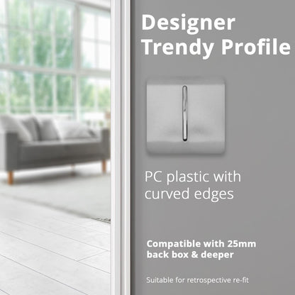Trendi 1 Gang 2 Way 240V Screwless Artistic Modern Glossy 10 Amp Chrome Rocker Electrical Wall Light Switch in Brushed Steel(3 pack)