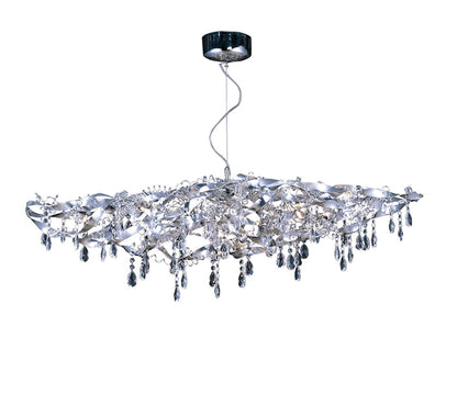 Diyas Fusion  Linear 10 Light G4 Polished Chrome/Crystal, NOT LED/CFL Compatible Ceiling Pendant Light Fitting