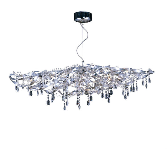 Diyas Fusion  Linear 10 Light G4 Polished Chrome/Crystal, NOT LED/CFL Compatible Ceiling Pendant Light Fitting