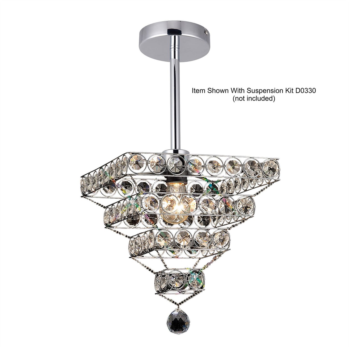 Diyas Kudo Crystal Pyramid Non-Electric SHADE ONLY Polished Chrome/Crystal