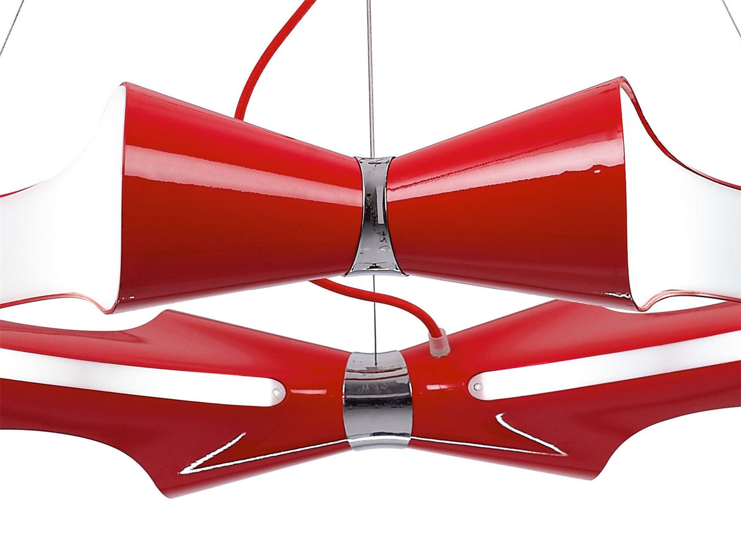 Mantra M1561 Ora Pendant 8 Flat Round Light E27, Gloss Red/White Acrylic/Polished Chrome
