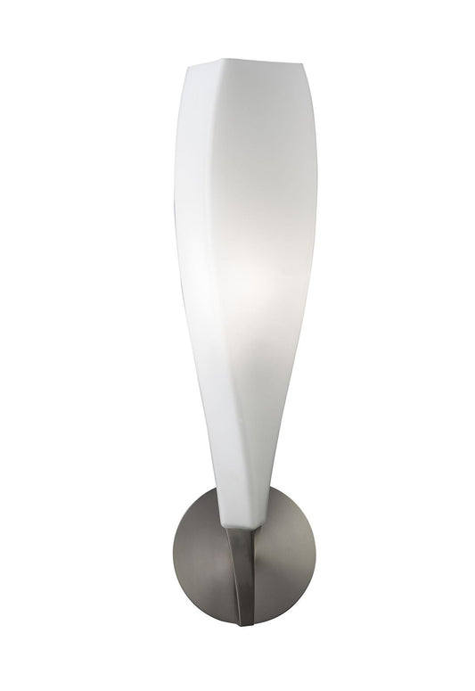 Mantra Neo Wall Light Switched 1 Light E27, Satin Nickel/Frosted White Glass