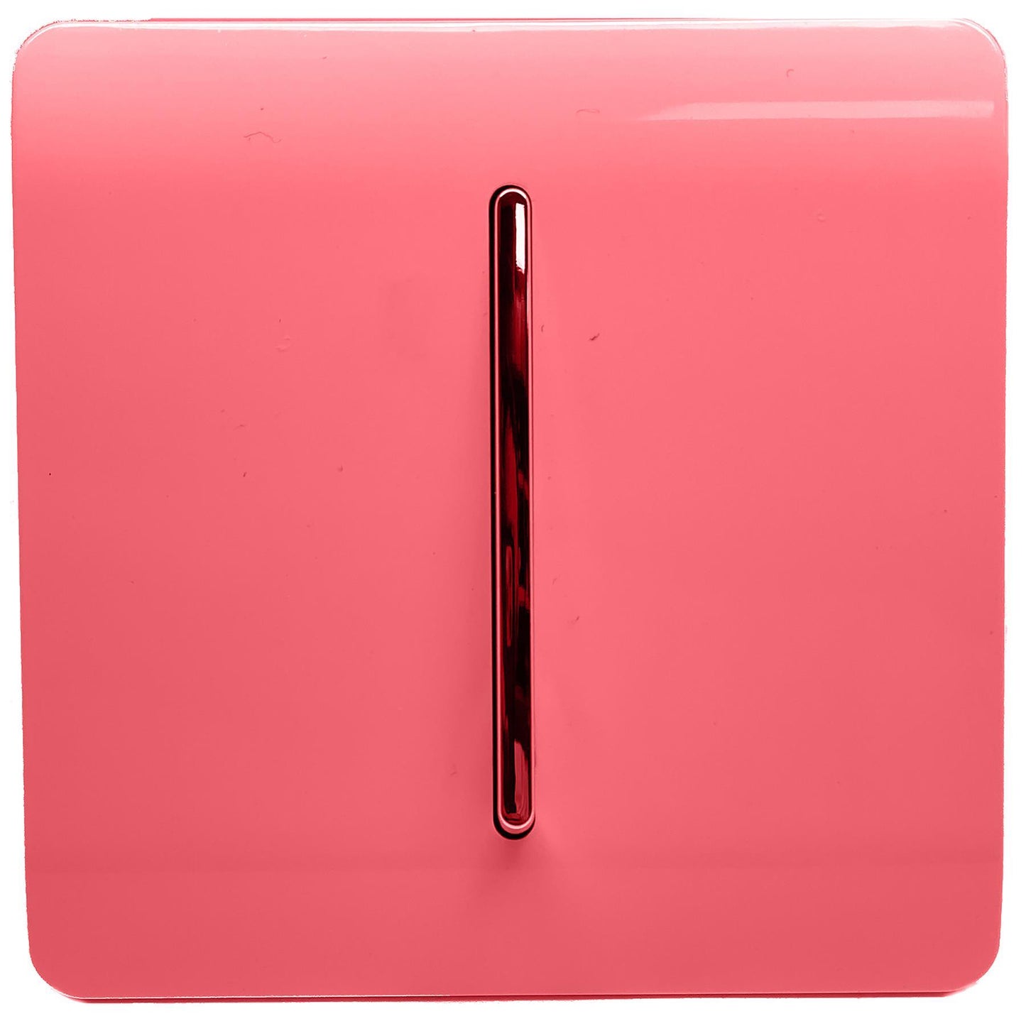 Trendi 1 Gang 2 Way 240V Screwless Artistic Modern Glossy 10 Amp Chrome Rocker Electrical Wall Light Switch in Strawberry Red (3 pack)