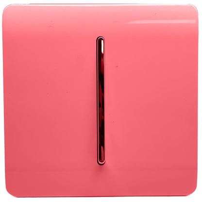Trendi 1 Gang 2 Way 240V Screwless Artistic Modern Glossy 10 Amp Chrome Rocker Electrical Wall Light Switch in Strawberry Red (3 pack)
