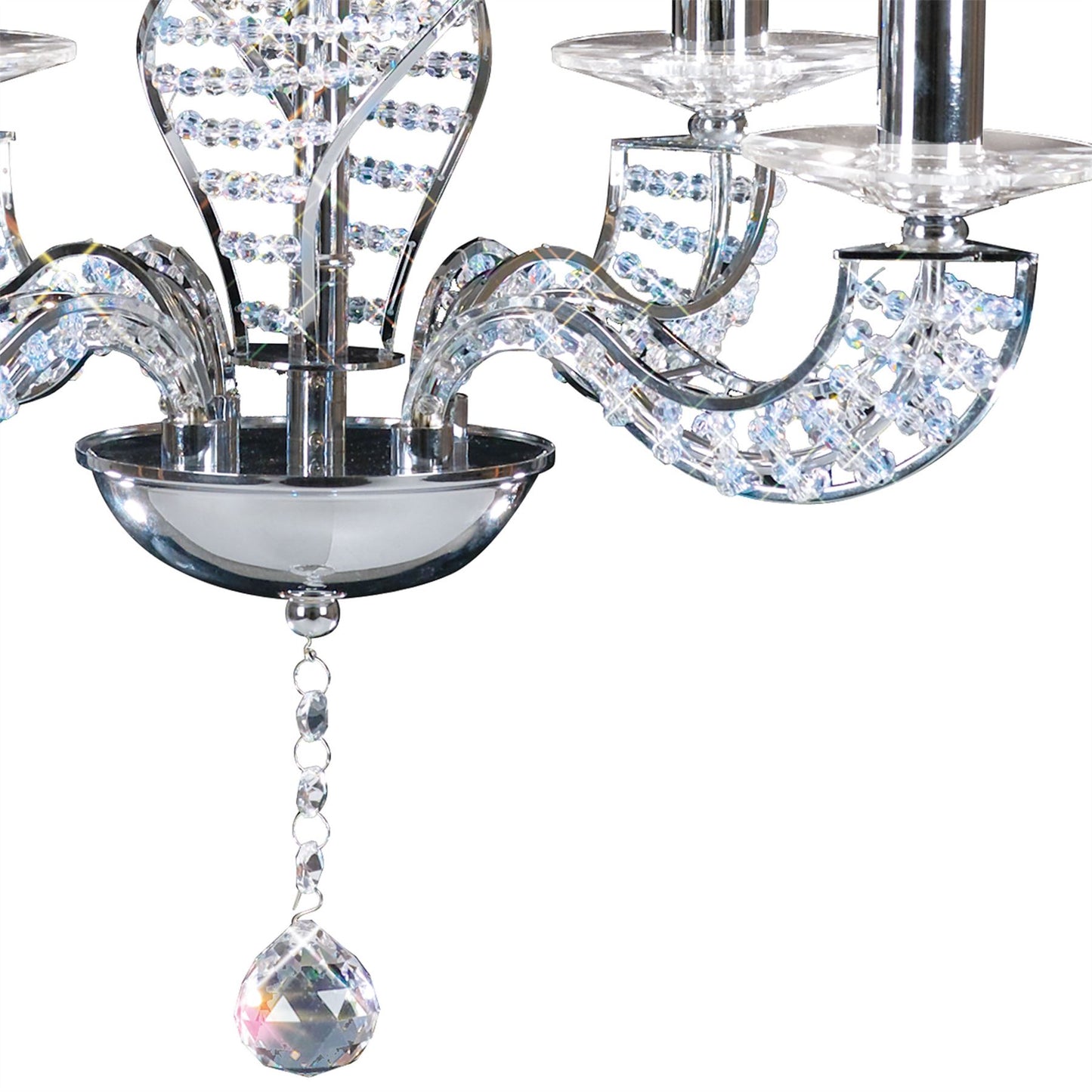 Diyas Santo 52cm  4 Light E14 Polished Chrome/Crystal Ceiling Pendant Light Fitting