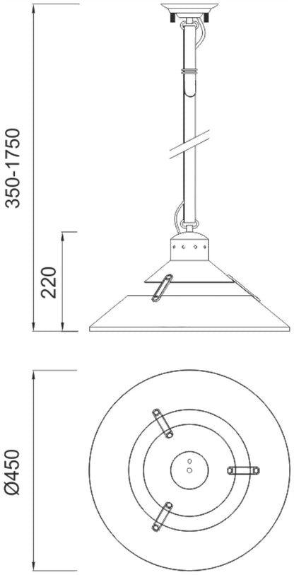 Mantra M5430 Industrial Ceiling 1 Light 40W E27 Large, Sand Metal, Beige Belt