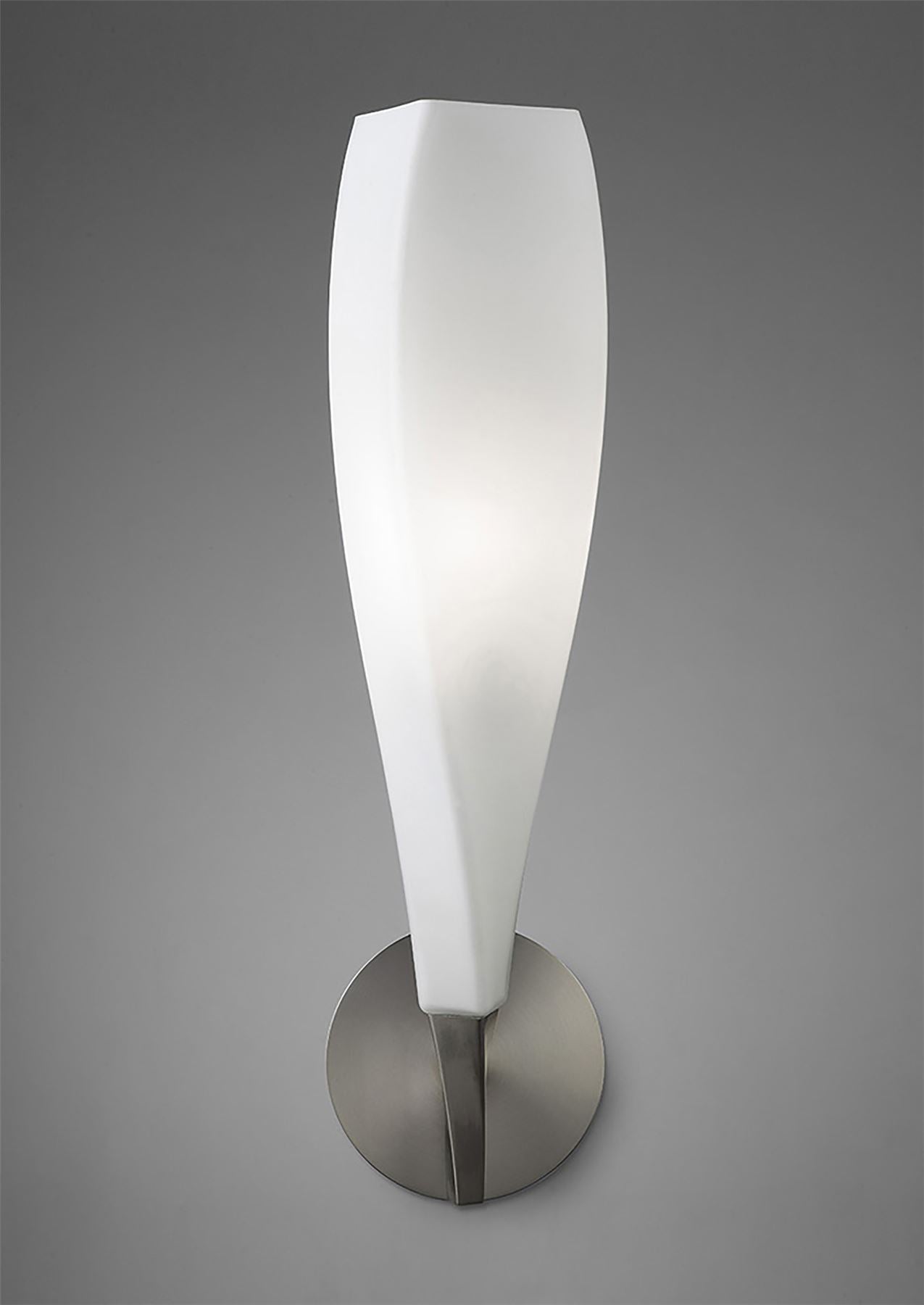Mantra Neo Wall Light Switched 1 Light E27, Satin Nickel/Frosted White Glass