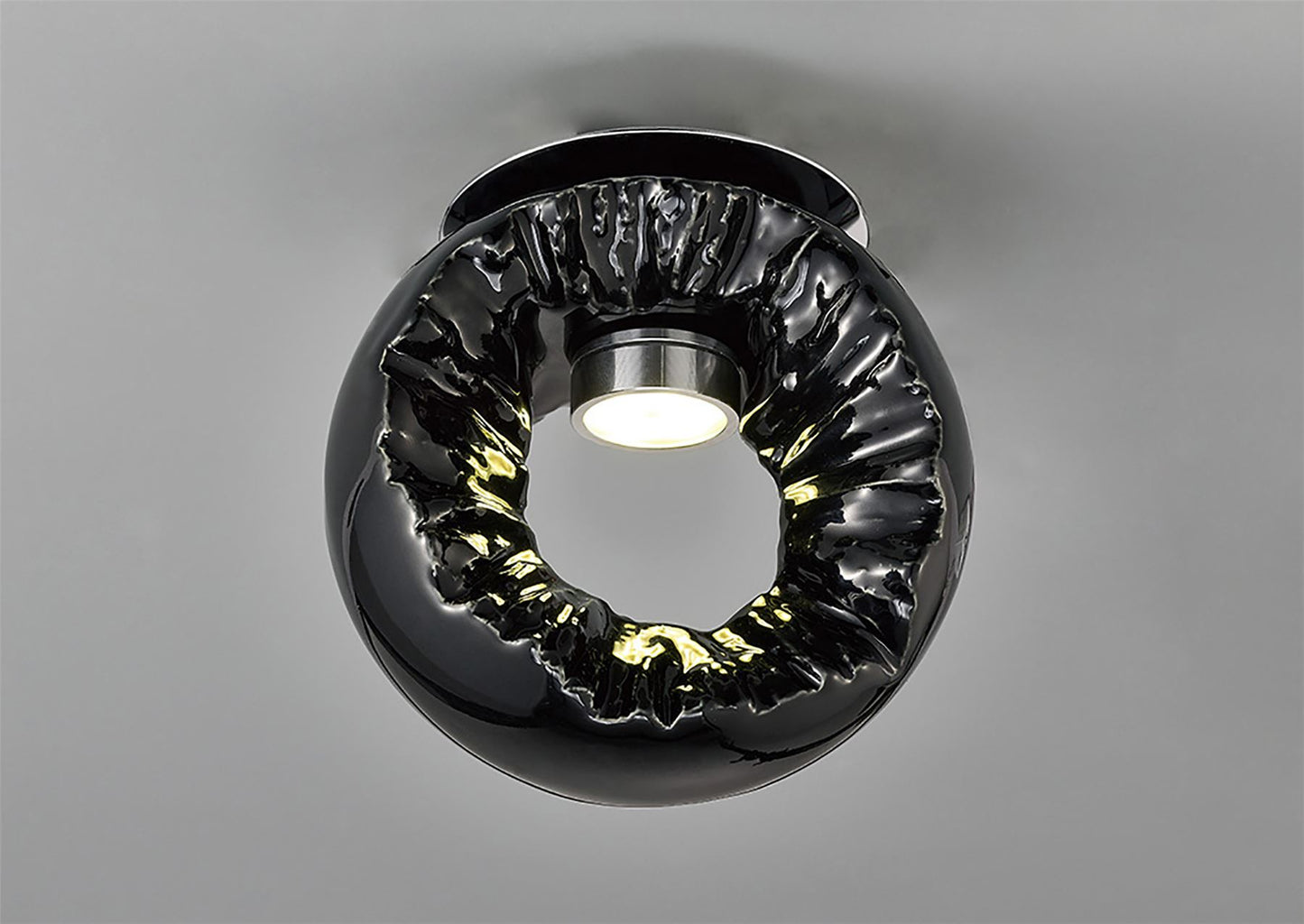 Diyas Salvio 12cm Ceramic  Round Sculpture 1 x 3W LED 4200K Chrome/Black, Cut Out: 60mm, 3yrs Warranty  Ceiling Light Fitting