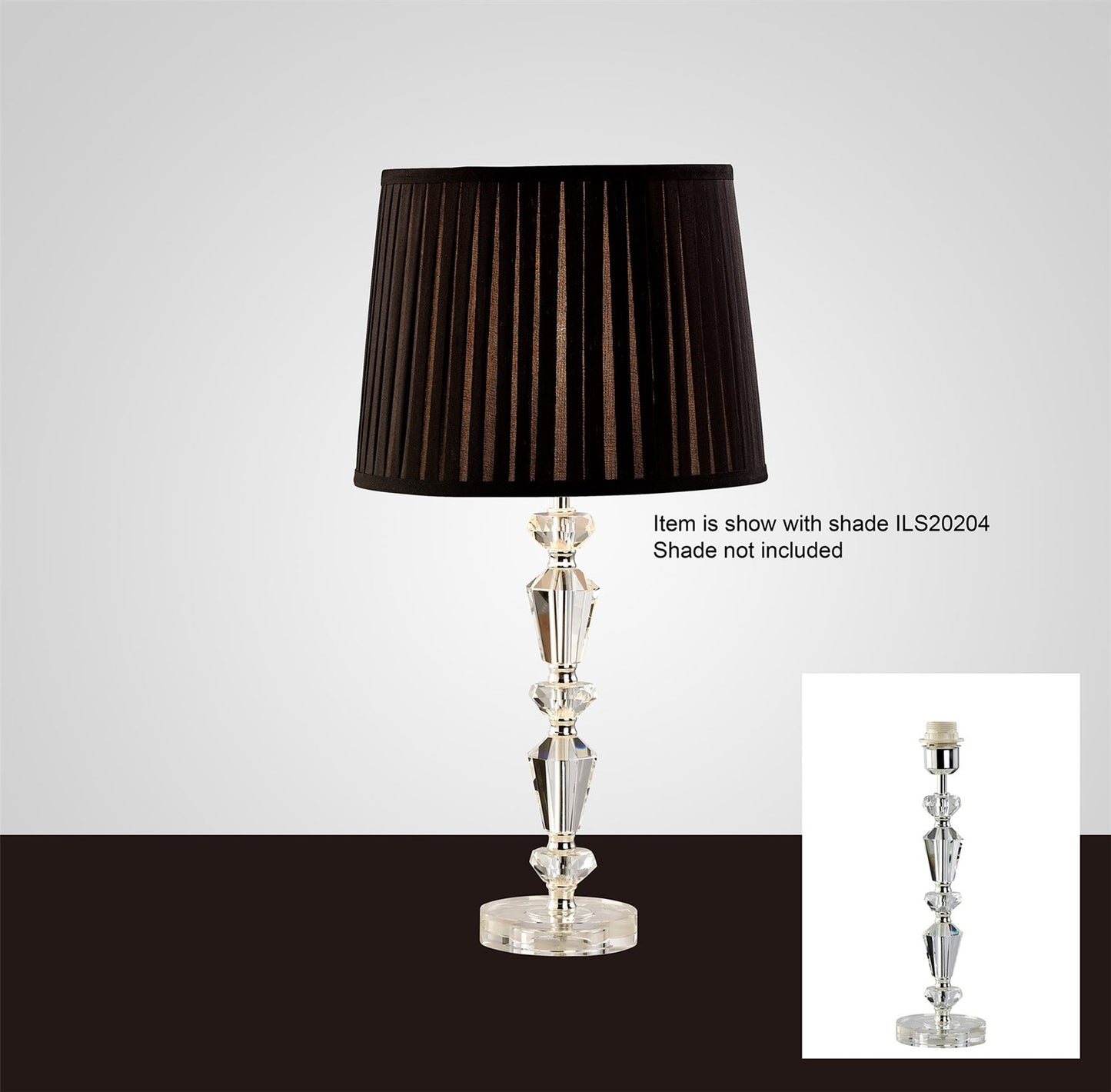 Diyas Renee Crystal Table Lamp WITHOUT SHADE 1 Light E27 Silver Finish