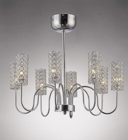 Diyas Martina 55cm  8 Light G4 Polished Chrome/Crystal, NOT LED/CFL Compatible Ceiling Pendant Light Fitting