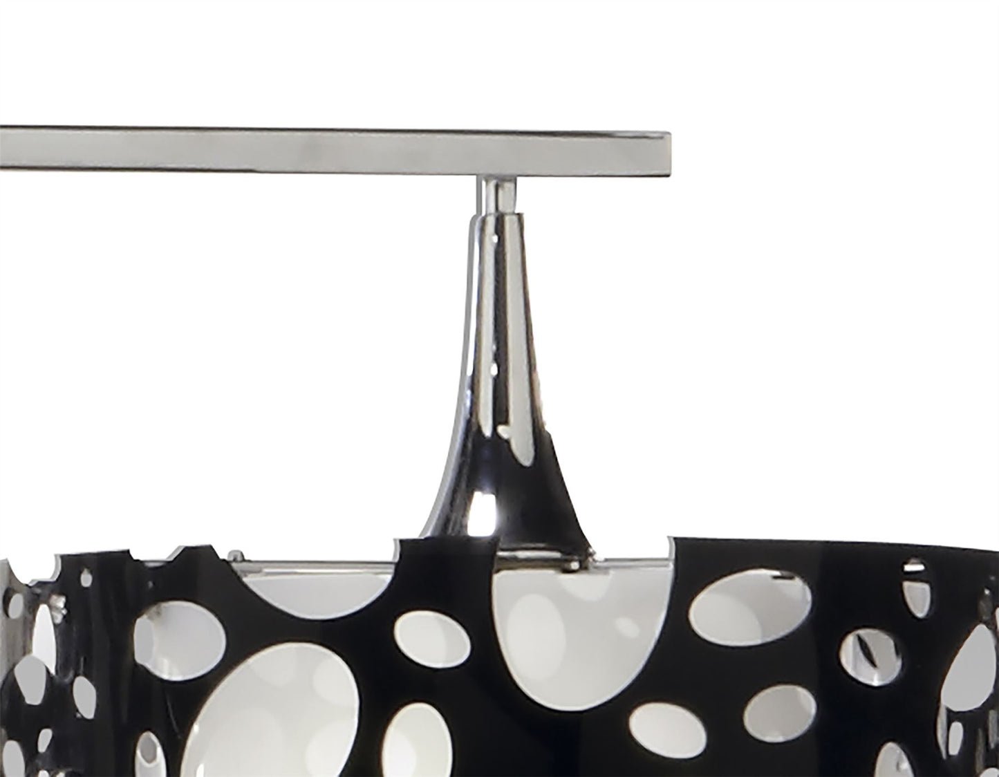 Mantra Lupin Linear Pendant 2 Light E27, Gloss Black, White Acrylic, Polished Chrome, CFL Lamps INCLUDED
