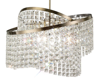 Diyas Cortina 58cm Telescopic  8 Light G9 with Adjustable Rings Antique Brass/Crystal Ceiling Pendant Light Fitting