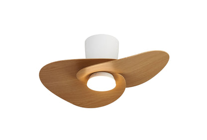 Nenufar 74 x 44cm 18W LED Dimmable Ceiling Light With Built-In 30W DC Fan, 3000-5000K Remote Control, 3600lm, White/Wood, 5yrs Warranty