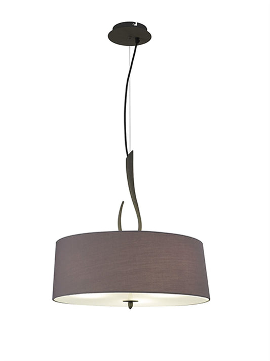 Mantra M3684 Lua Pendant 3 Light E27, Ash Grey with Ash Grey Shade