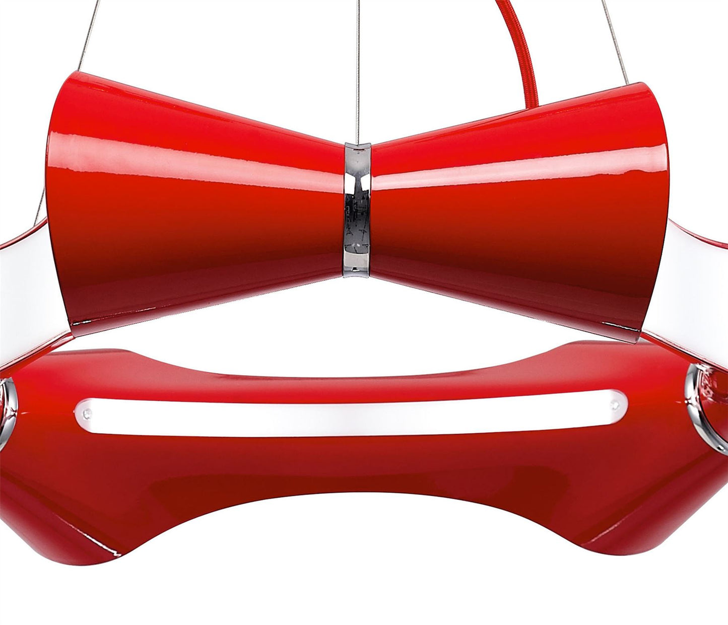 Mantra M1560 Ora Pendant 6 Flat Round Light E27, Gloss Red/White Acrylic/Polished Chrome