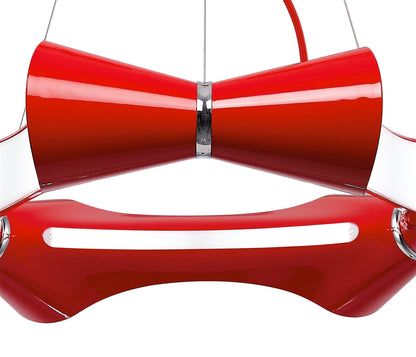 Mantra M1560 Ora Pendant 6 Flat Round Light E27, Gloss Red/White Acrylic/Polished Chrome