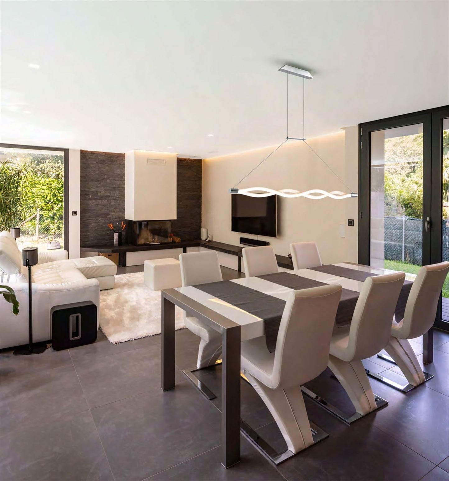 Mantra Sahara II Linear Pendant, 40W LED, 3000K, 3000lm, IP20, Chrome, 3yrs Warranty