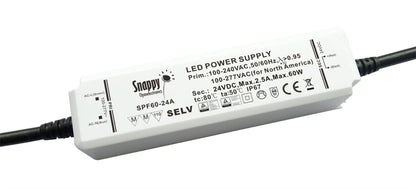 Snappy SPF, 60W, CV & CC Non-Dimmable PC LED Driver, 24VDC, IP65, 30cm Prewired Cable, 5 yrs Warranty