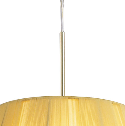 Mantra Siena 40cm Pendant Round 1 Light E27, Polished Brass with Amber Cream Shade and Clear Crystal