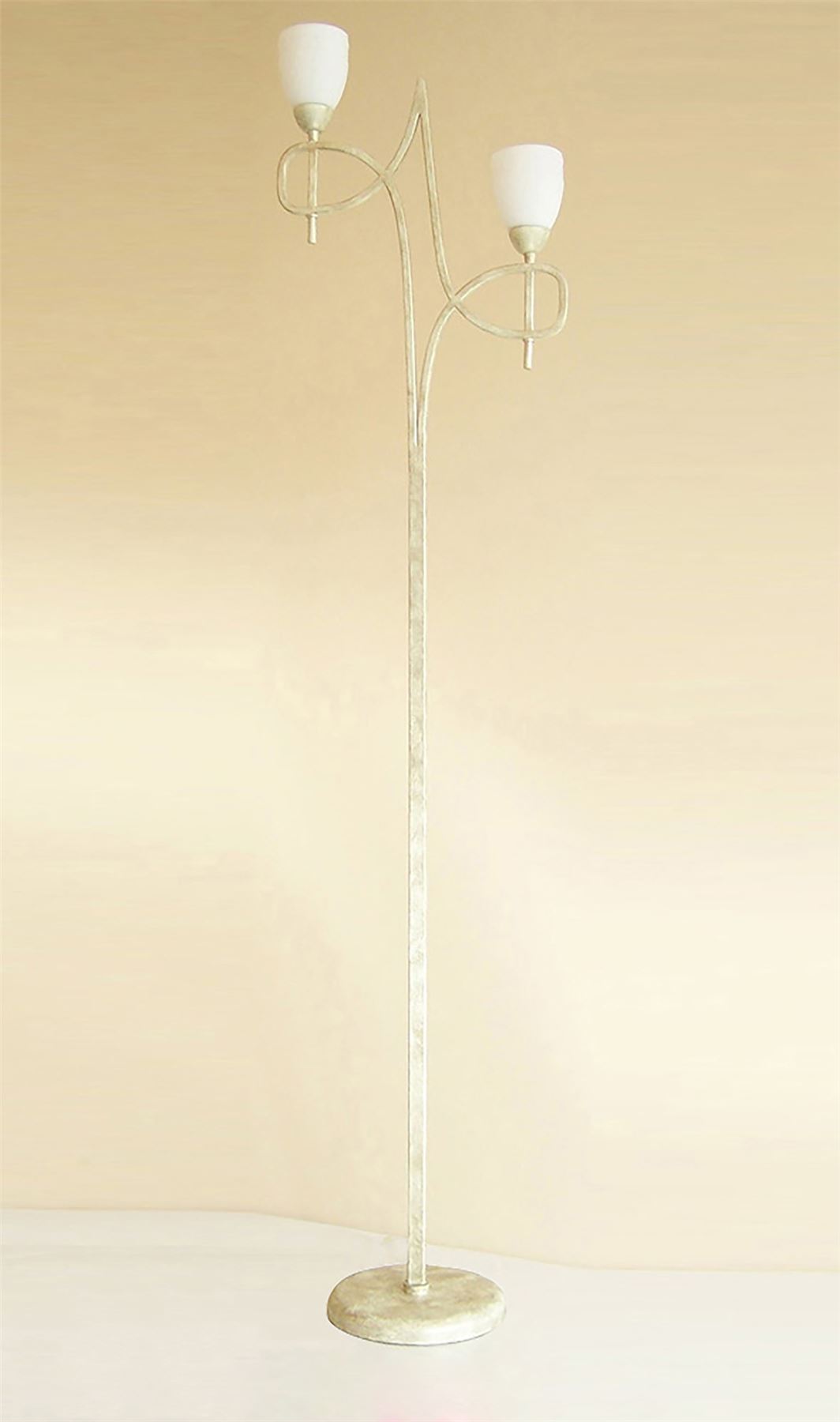 Diyas San Marino Floor Lamp with In-Line Switch 2 Light E14 Cream/French Gold/Opal Glass