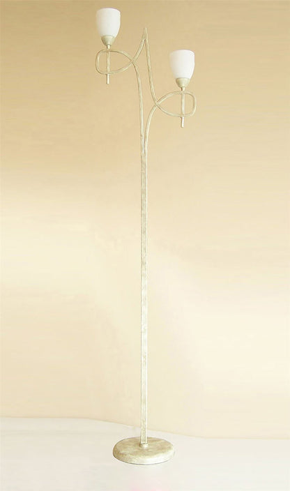 Diyas San Marino Floor Lamp with In-Line Switch 2 Light E14 Cream/French Gold/Opal Glass