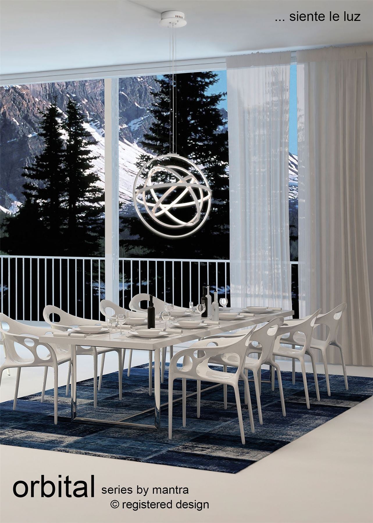 Mantra M5741 Orbital Pendant Round 60cm, 4 Ring, 90W LED 3000K, 3250lm, RF Remote Control White, 3yrs Warranty