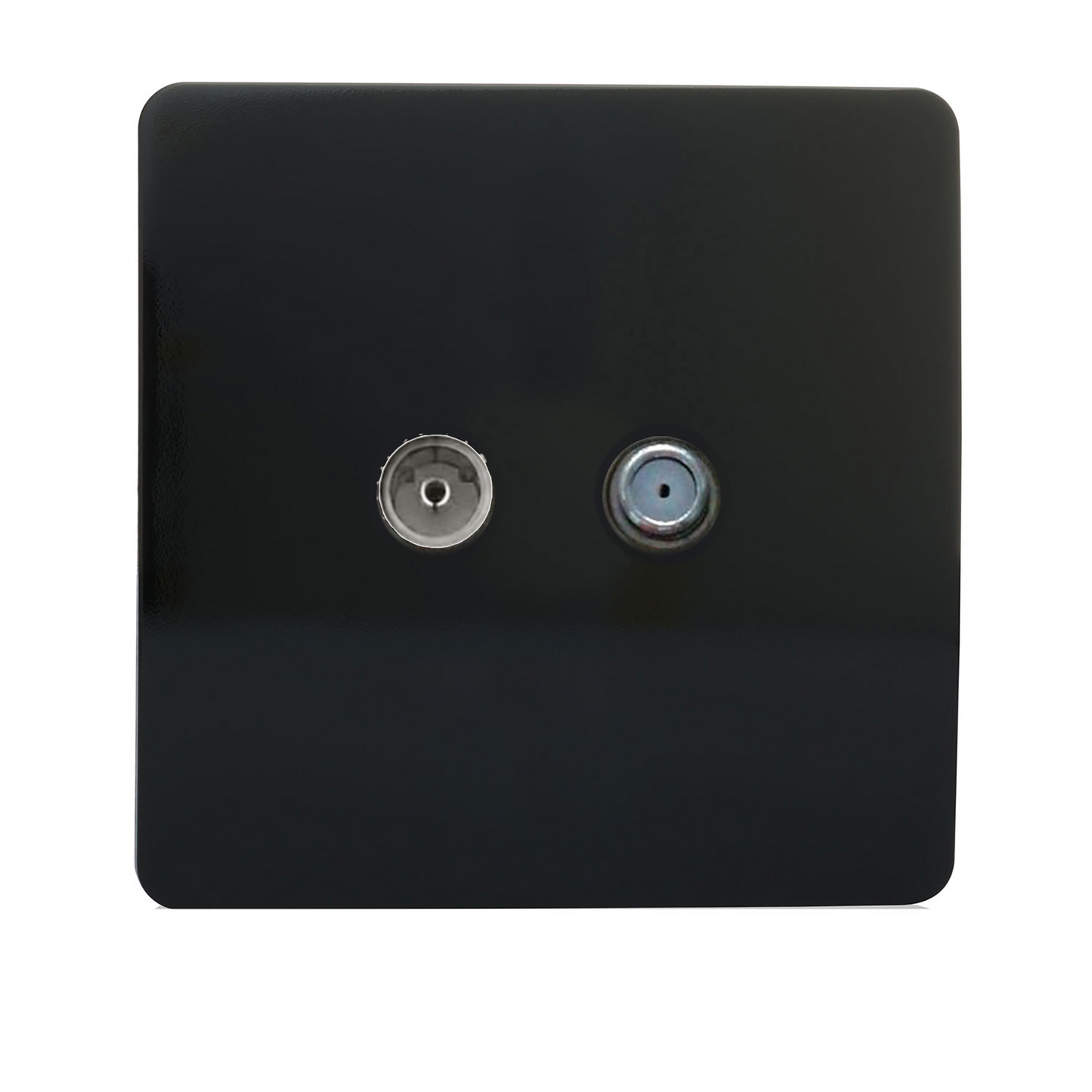 Trendi Switch Piano Black TV Coaxial & F-Type Satellite Socket - Screwless